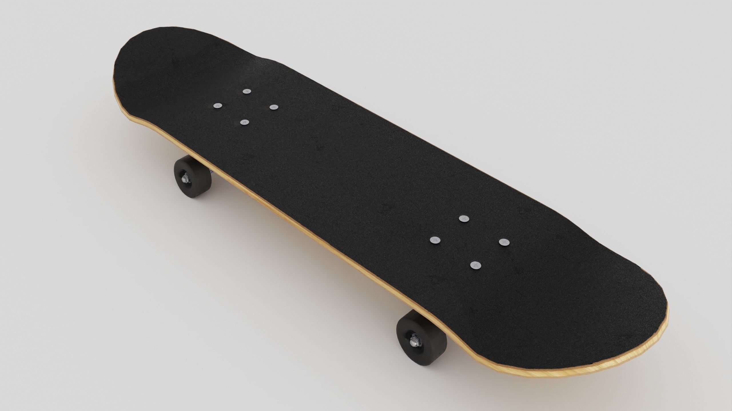 Skateboard wooden with wheels 3D model_12