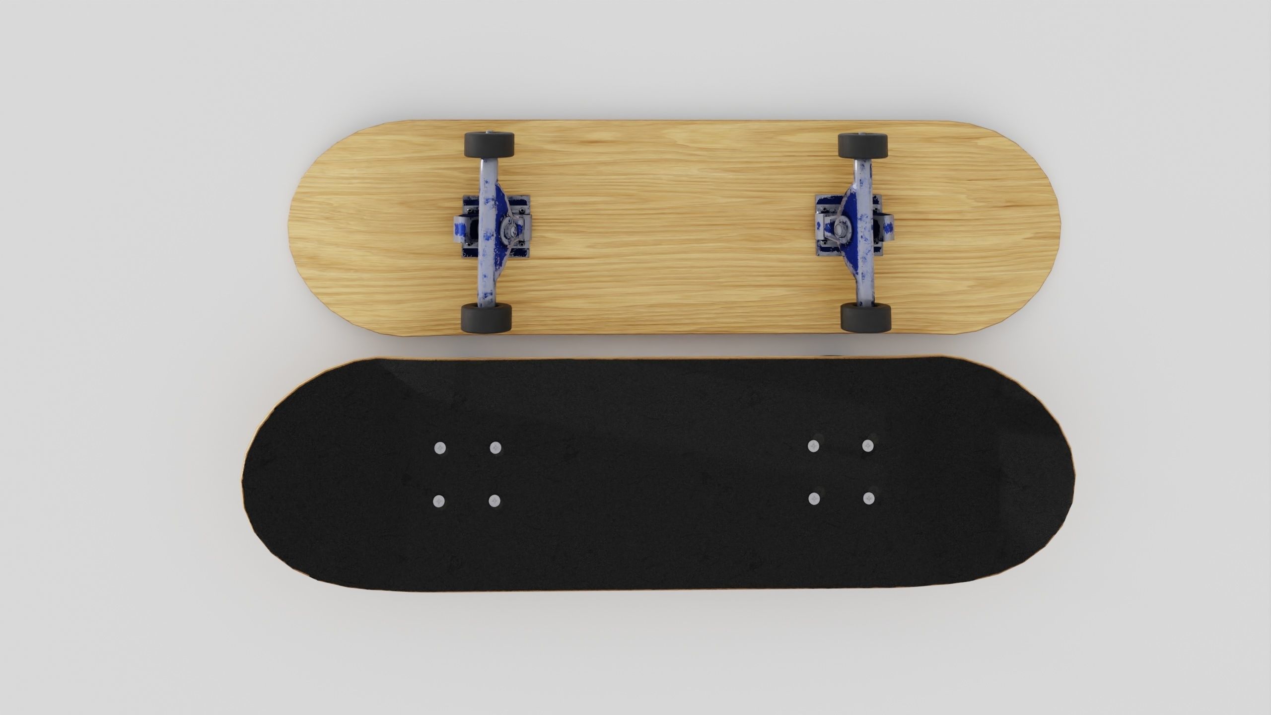 Skateboard wooden with wheels 3D model_23