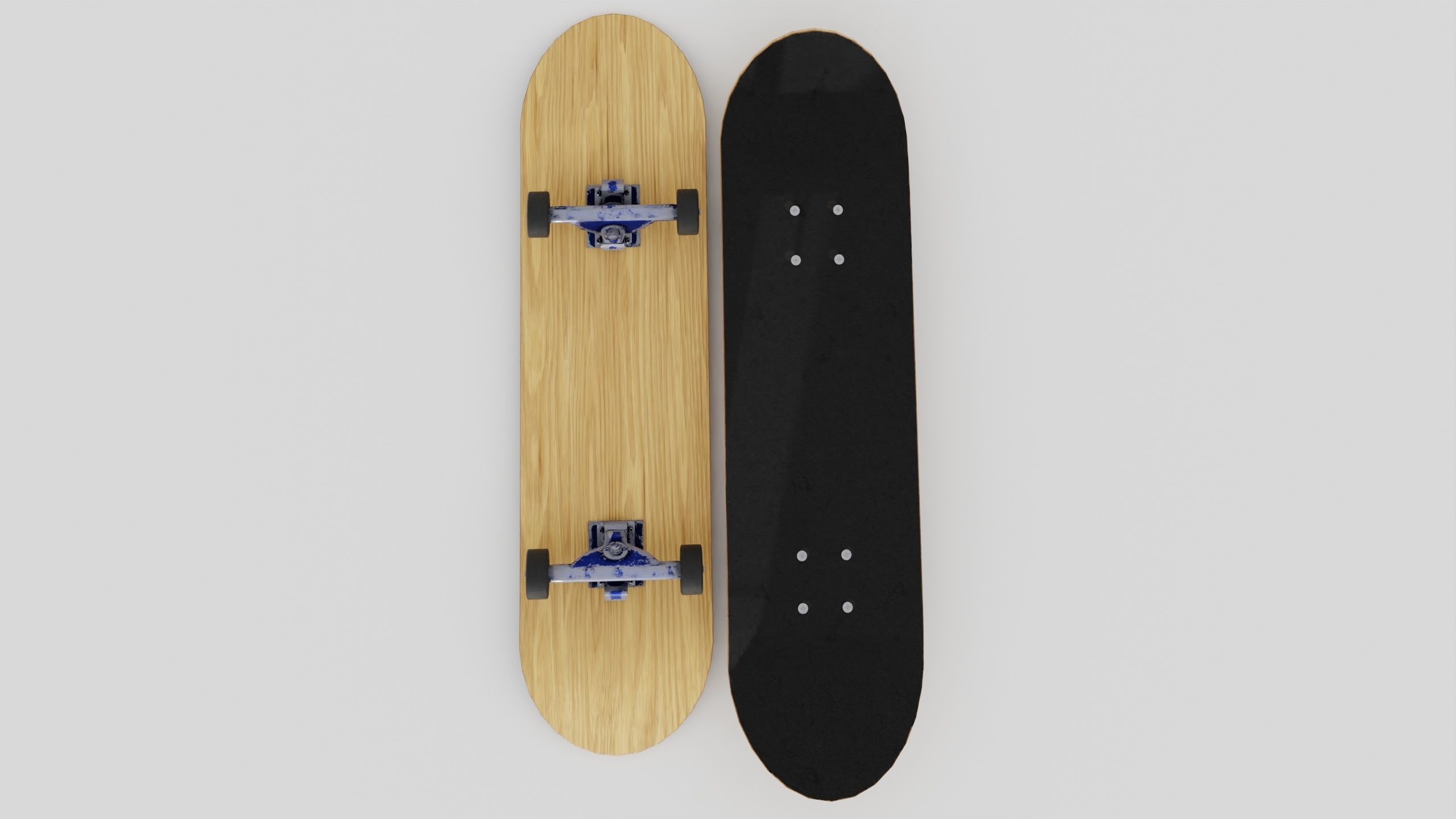 Skateboard wooden with wheels 3D model_21