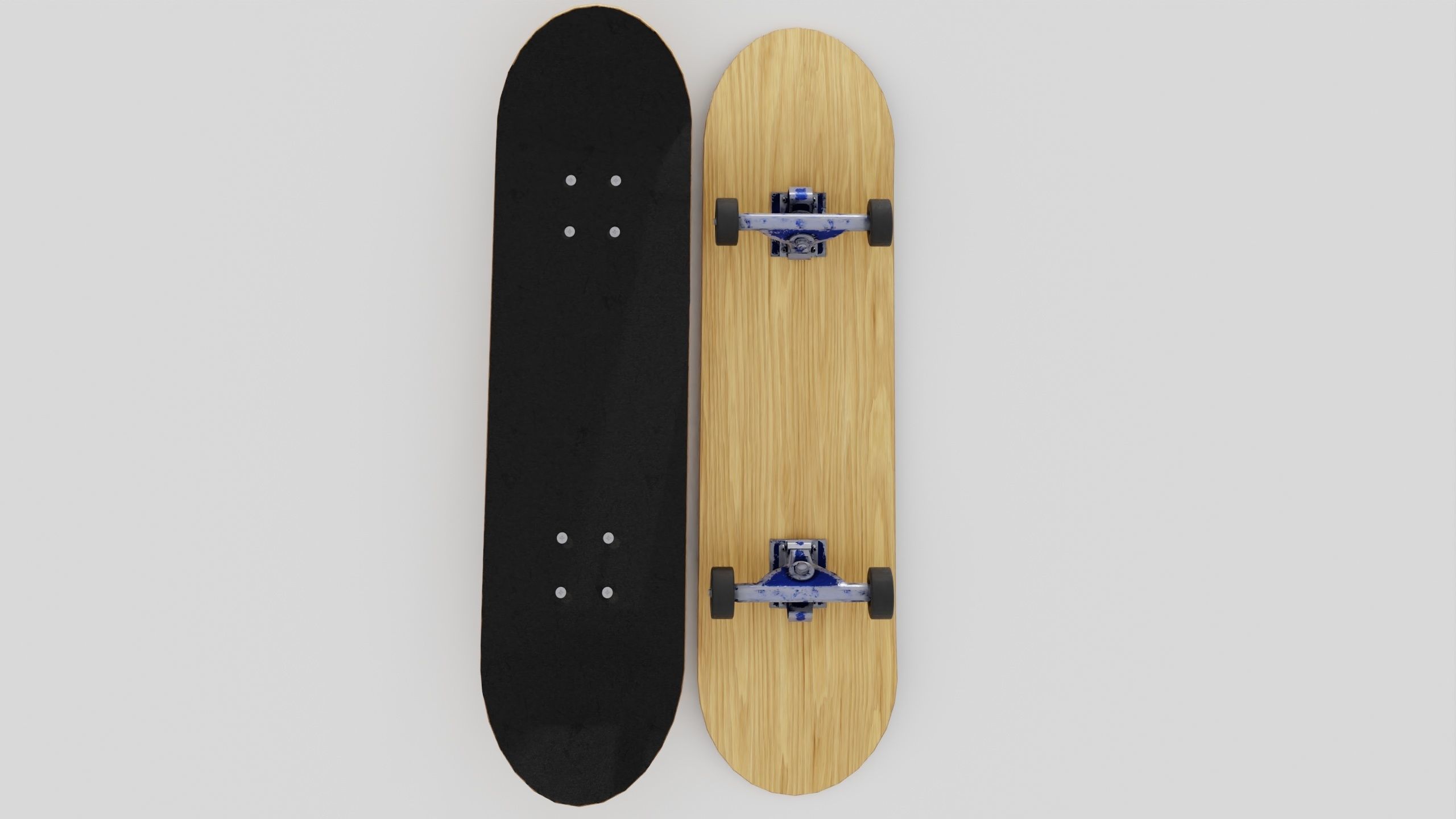 Skateboard wooden with wheels 3D model_17