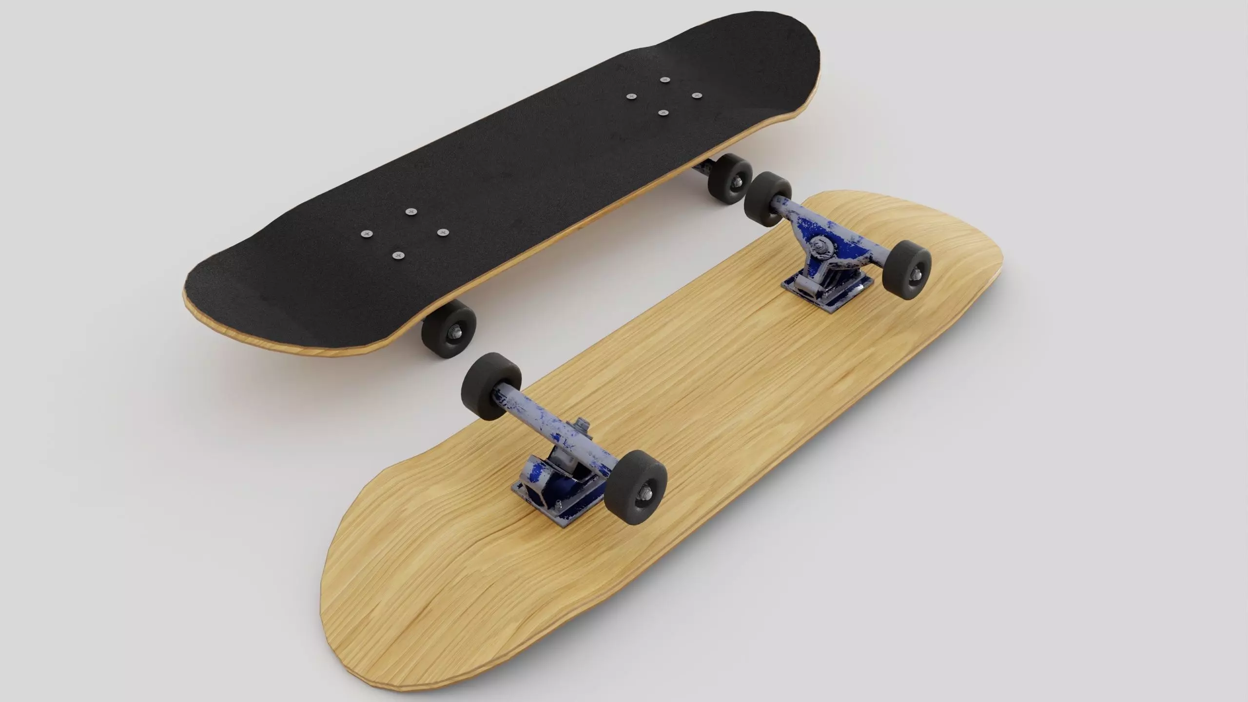 Skateboard wooden with wheels 3D model_0