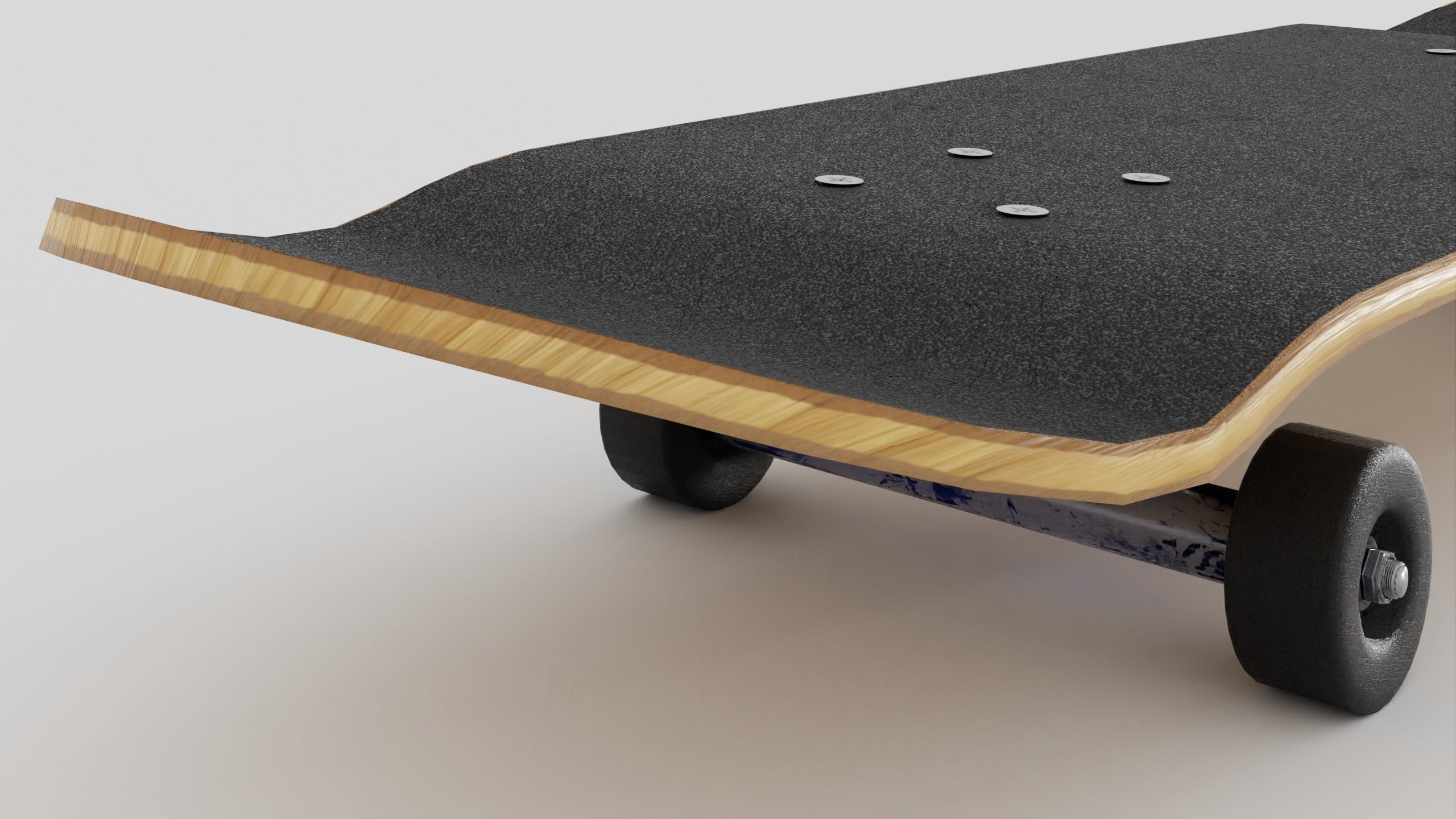 Skateboard wooden with wheels 3D model_32