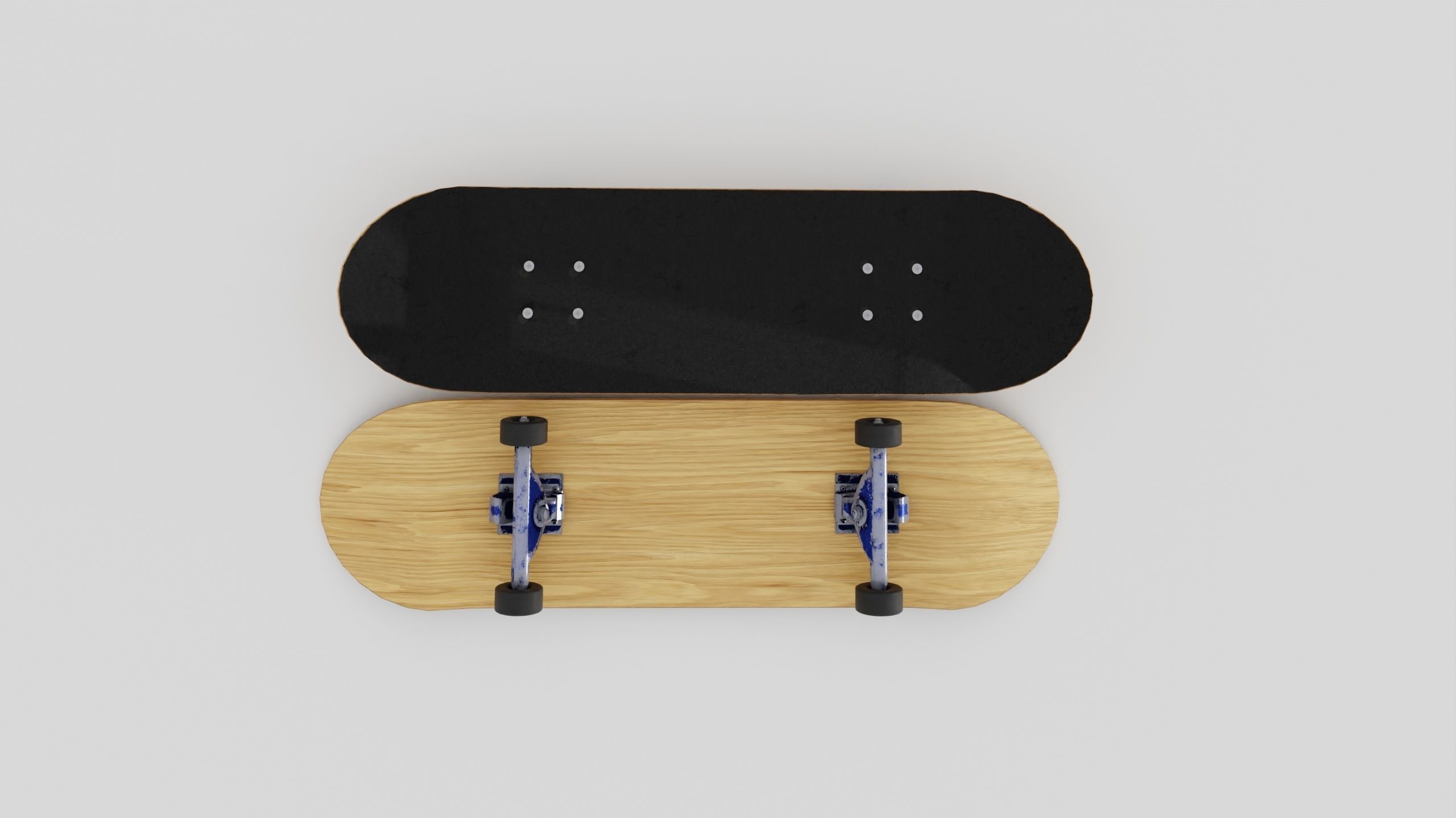 Skateboard wooden with wheels 3D model_19