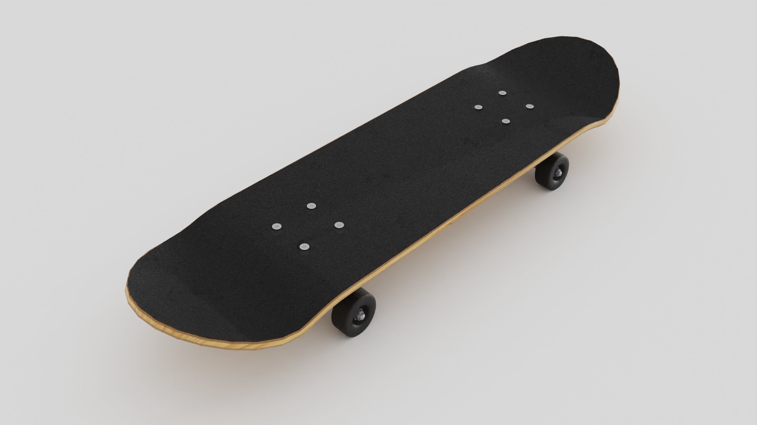 Skateboard wooden with wheels 3D model_10