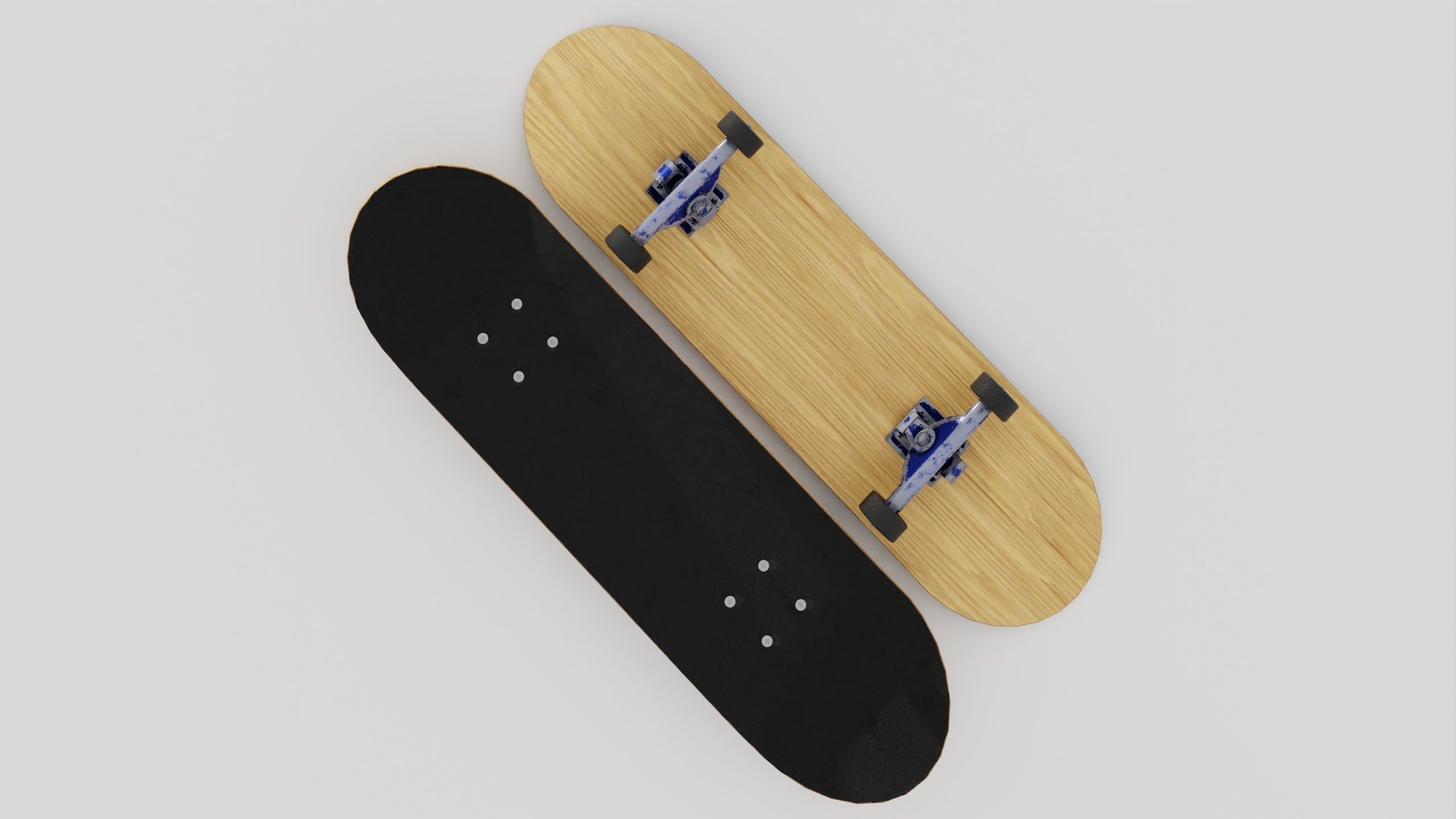 Skateboard wooden with wheels 3D model_24