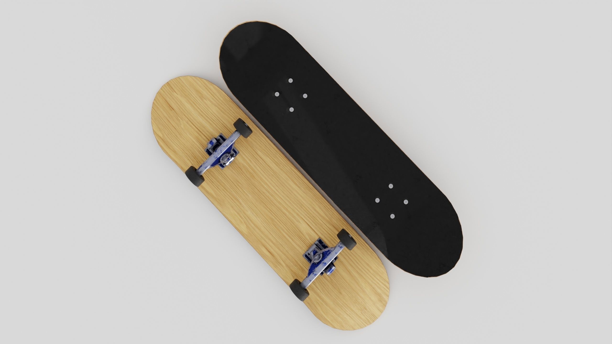 Skateboard wooden with wheels 3D model_20