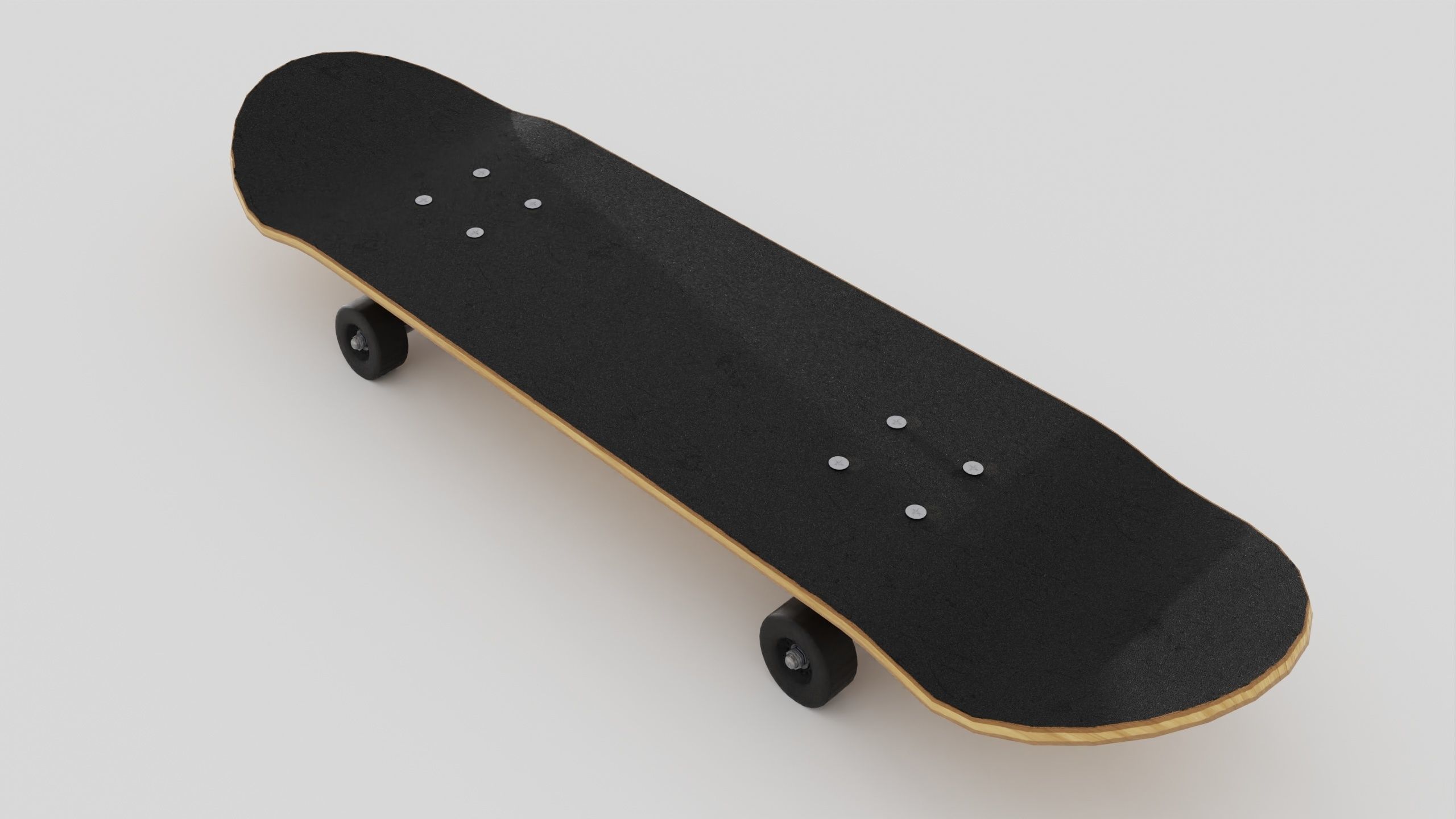 Skateboard wooden with wheels 3D model_16