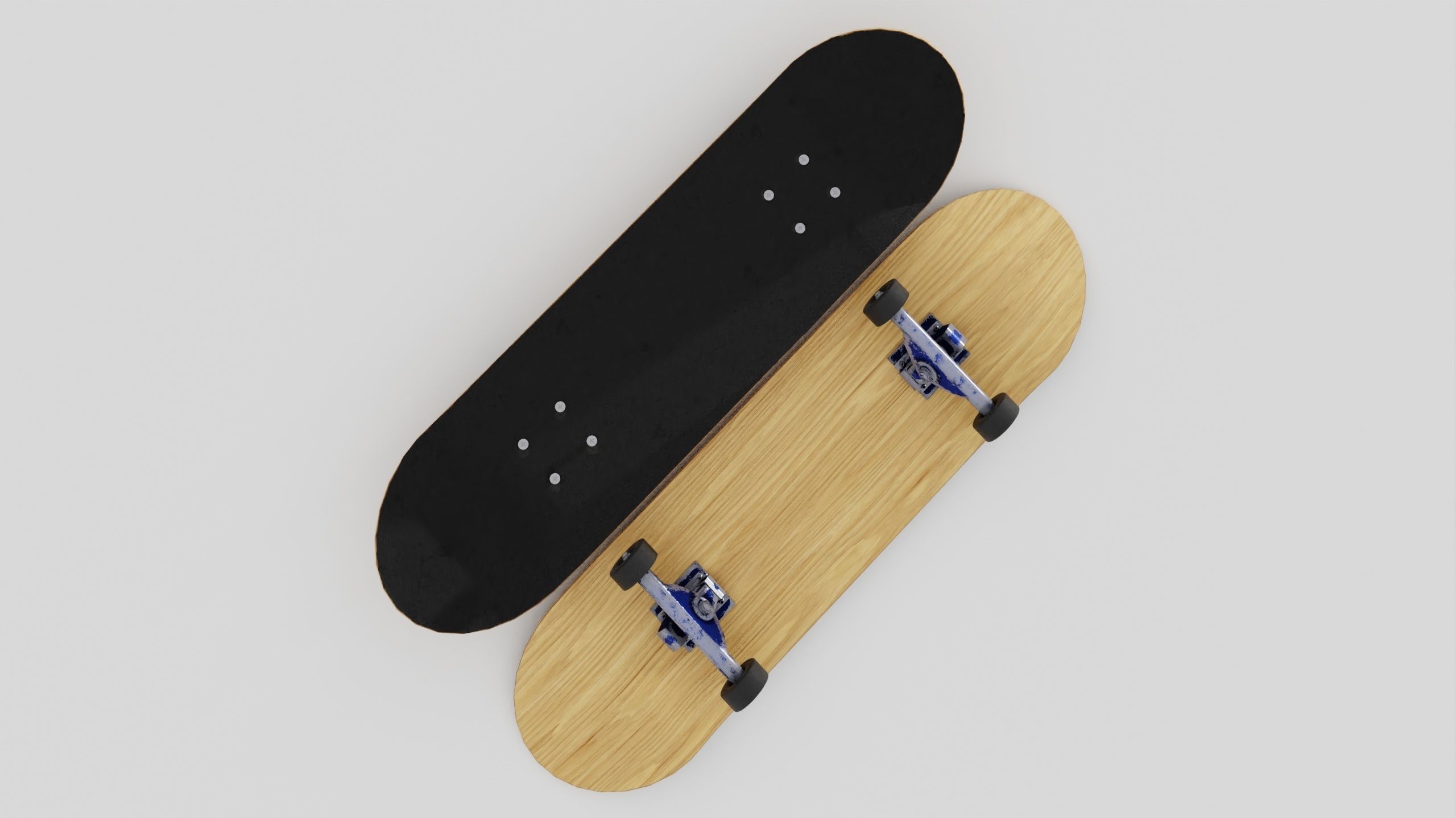 Skateboard wooden with wheels 3D model_18