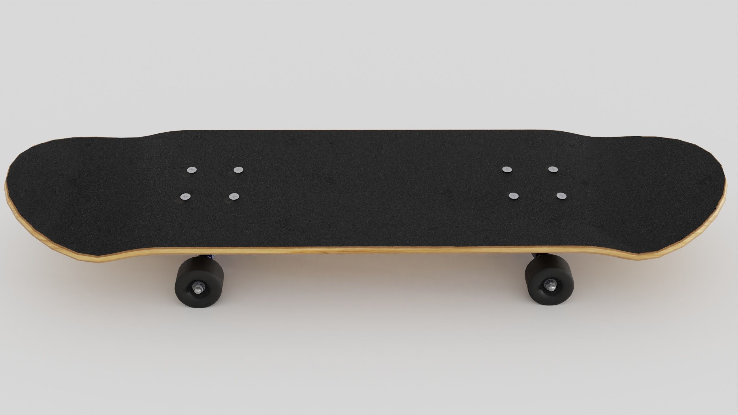Skateboard wooden with wheels 3D model_11