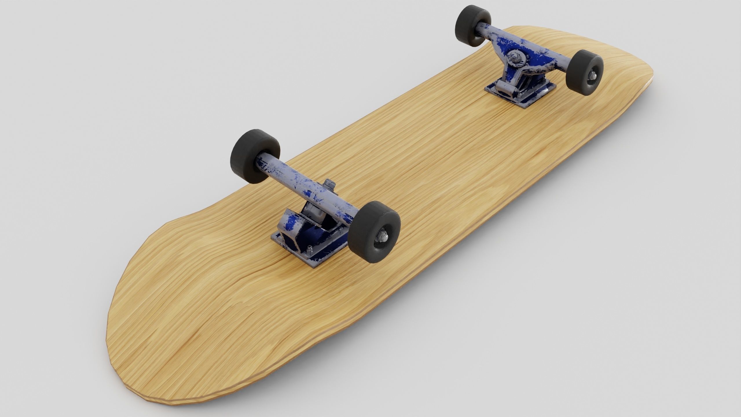Skateboard wooden with wheels 3D model_1