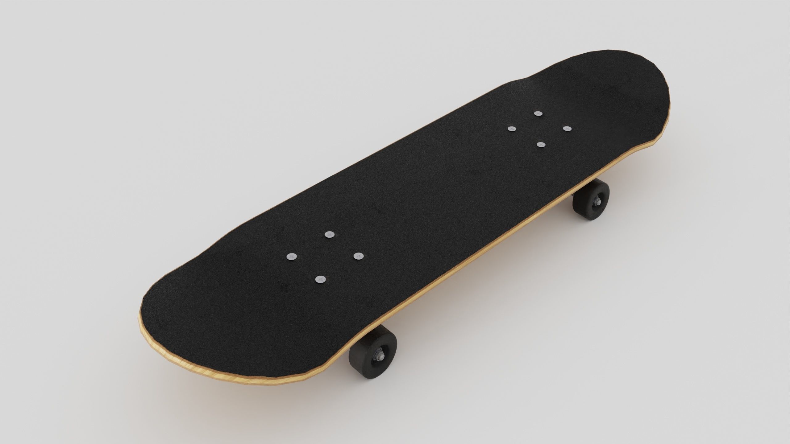 Skateboard wooden with wheels 3D model_14