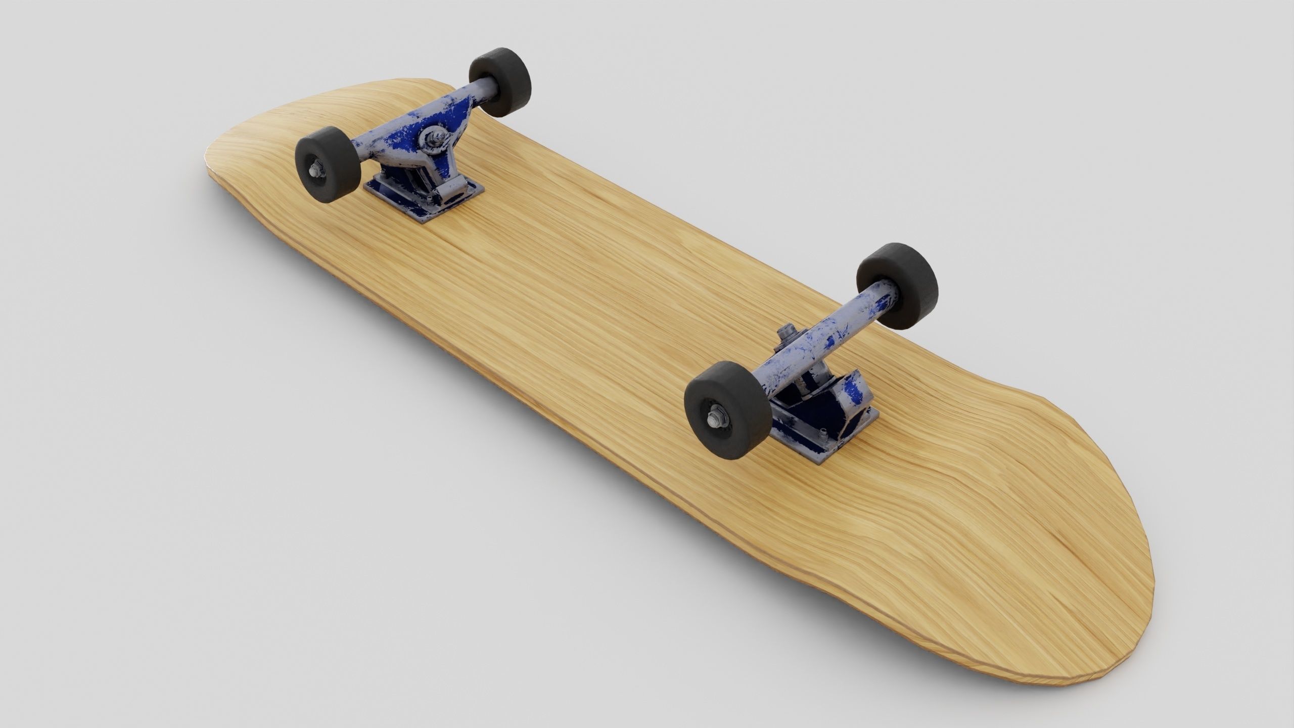Skateboard wooden with wheels 3D model_7