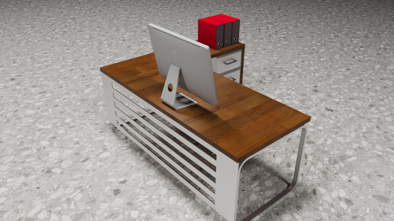 Modern Office Desk 3d free Free low-poly 3D model_1