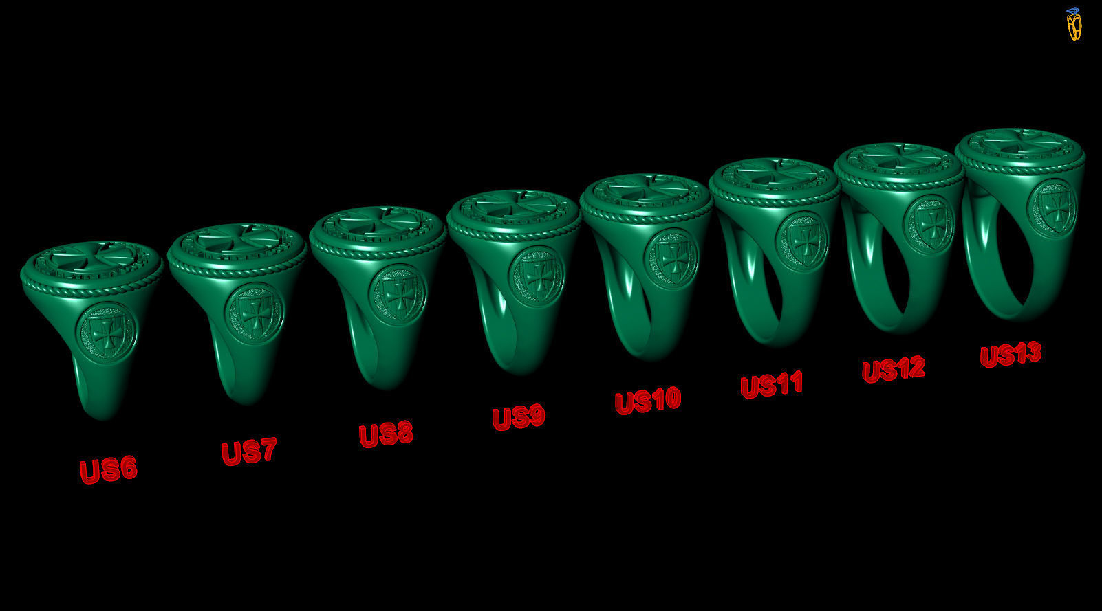 Templar Cross Shield Maltese Symbol Signet 3D print model_8