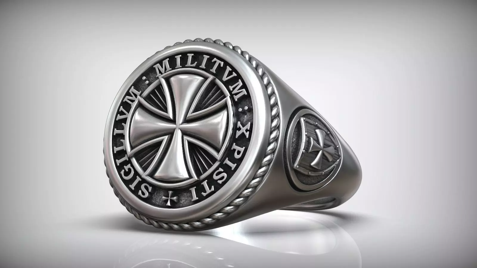 Templar Cross Shield Maltese Symbol Signet 3D print model_0