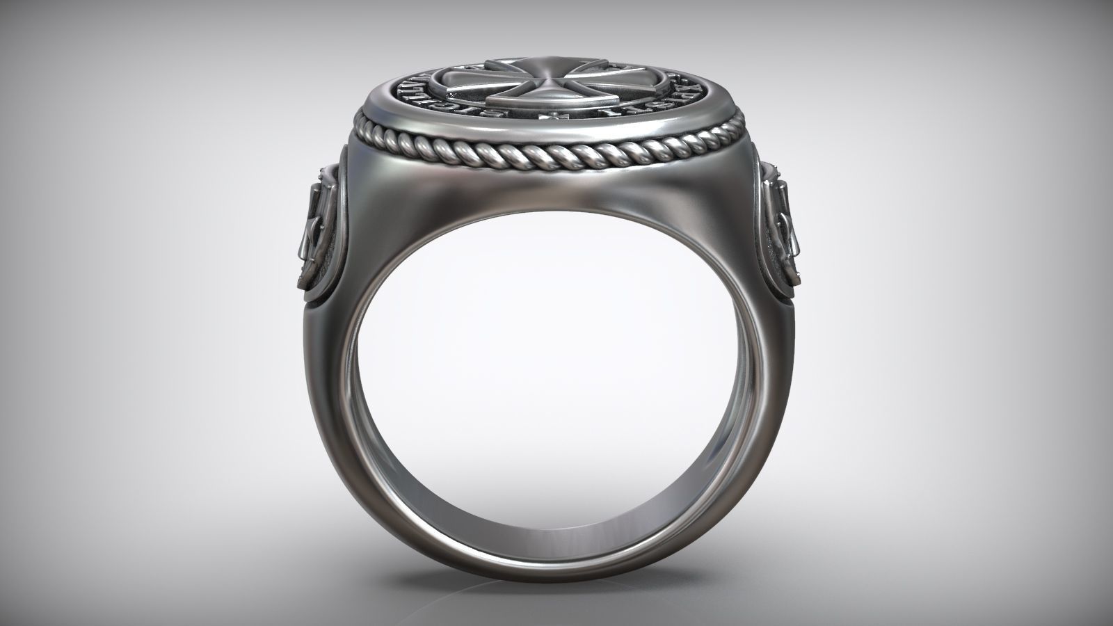 Templar Cross Shield Maltese Symbol Signet 3D print model_6