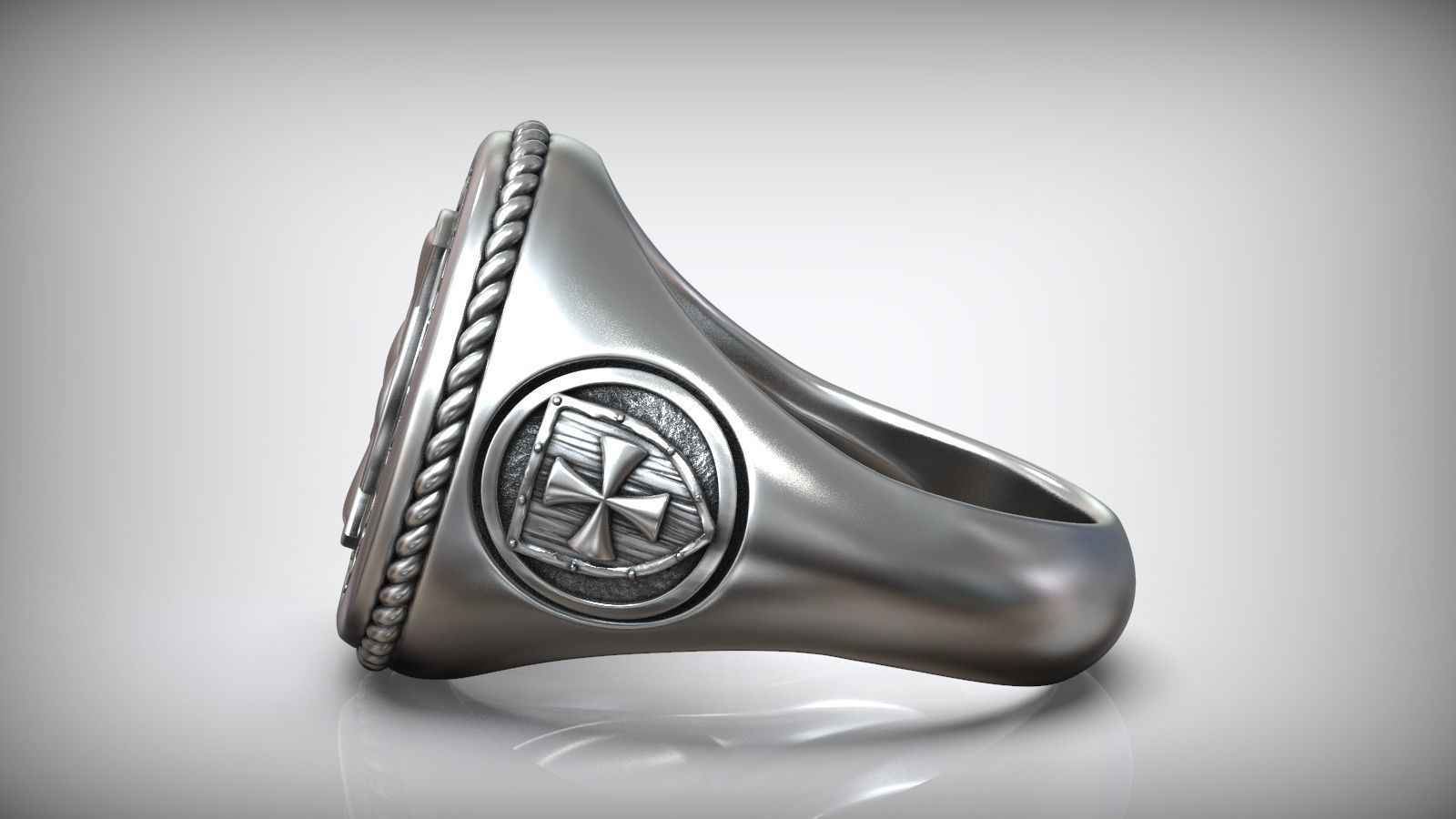 Templar Cross Shield Maltese Symbol Signet 3D print model_2