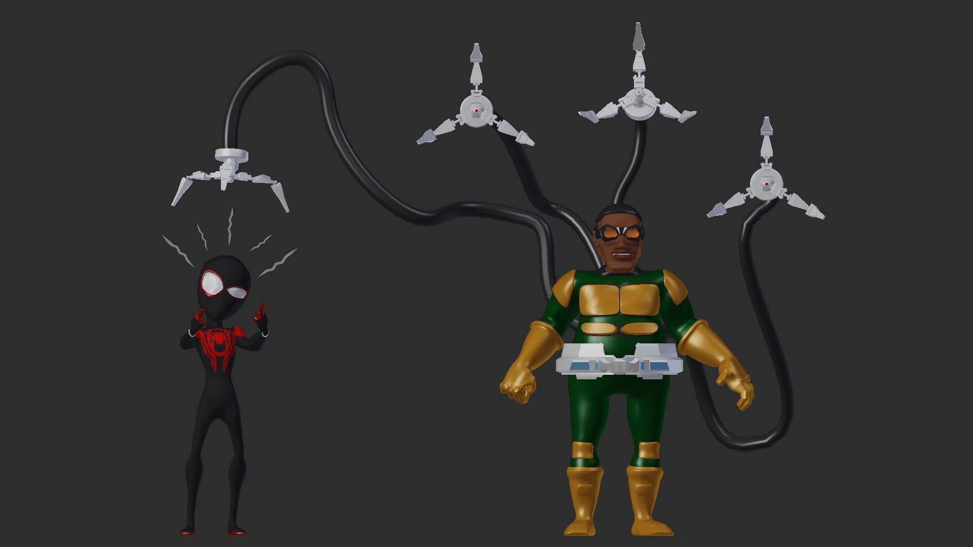 Spiderman and doctor octopus Low-poly 3D model_1