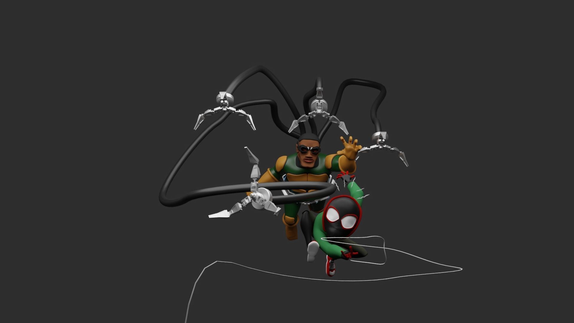 Spiderman and doctor octopus Low-poly 3D model_5