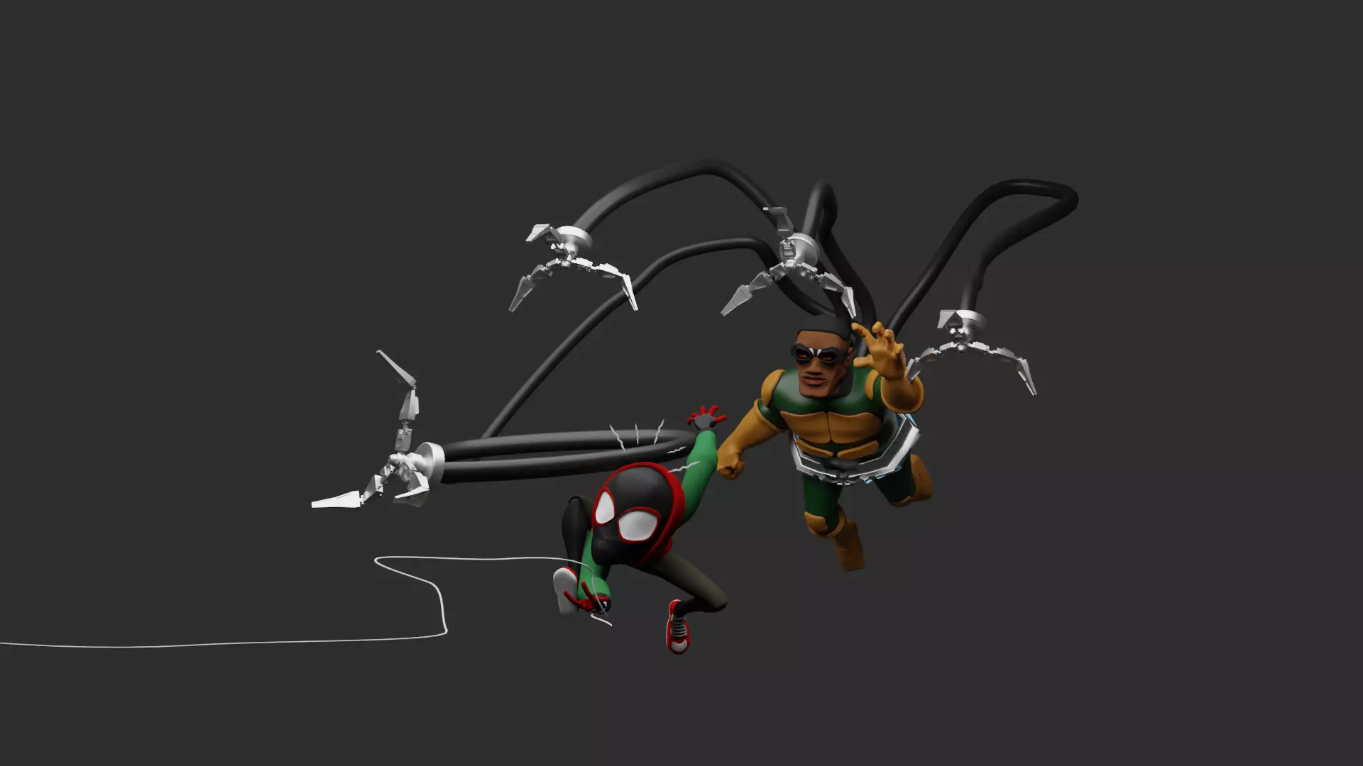 Spiderman and doctor octopus Low-poly 3D model_0