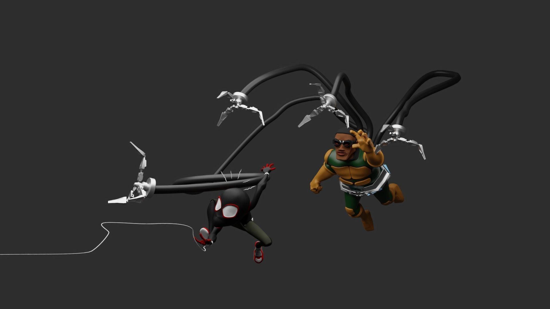 Spiderman and doctor octopus Low-poly 3D model_4