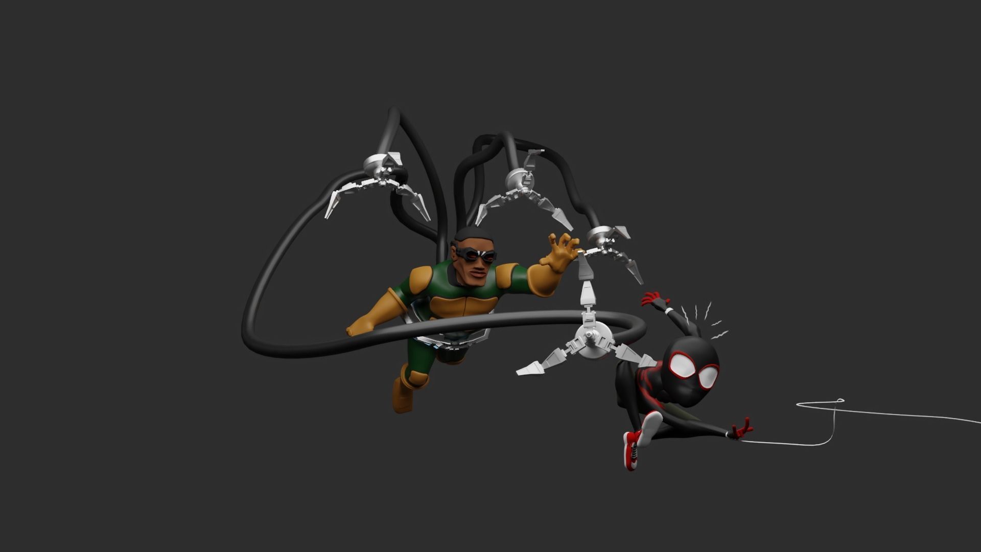 Spiderman and doctor octopus Low-poly 3D model_2