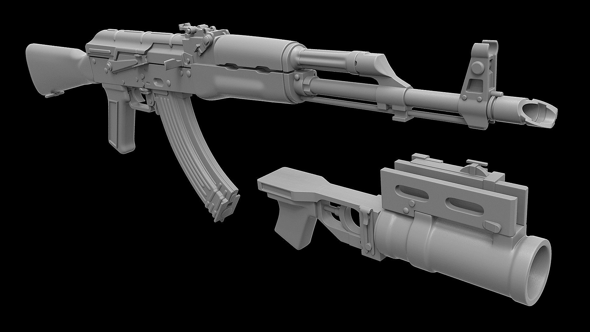 Ak 74 Rifle GP 25 3D model_12
