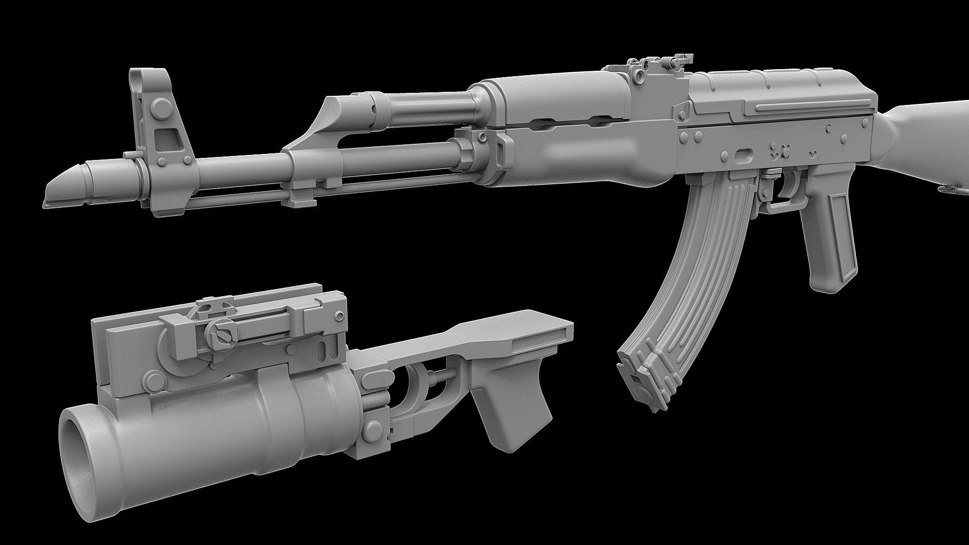 Ak 74 Rifle GP 25 3D model_11