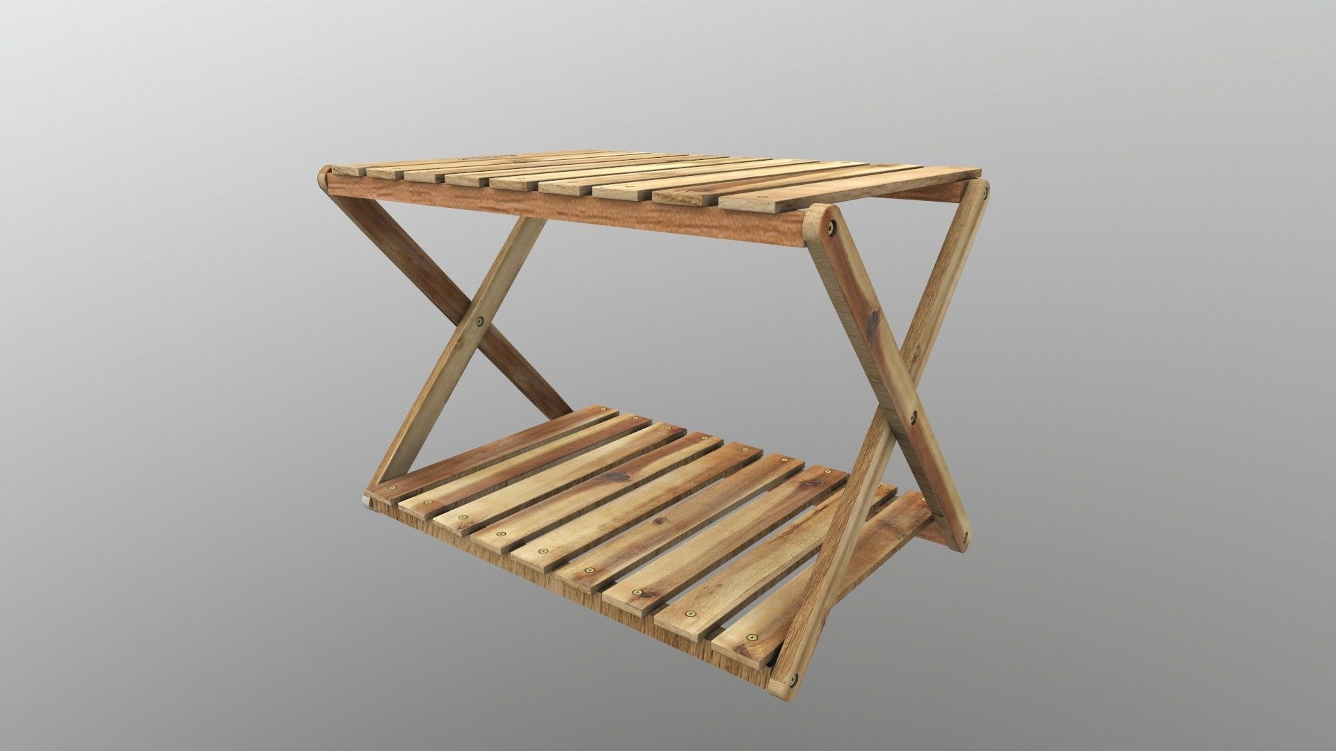 Foldable Wooden Rack Low-poly 3D model_3