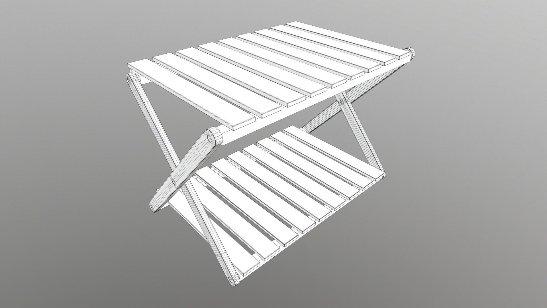 Foldable Wooden Rack Low-poly 3D model_16