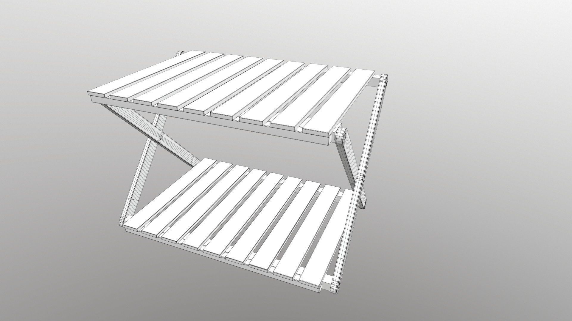 Foldable Wooden Rack Low-poly 3D model_11