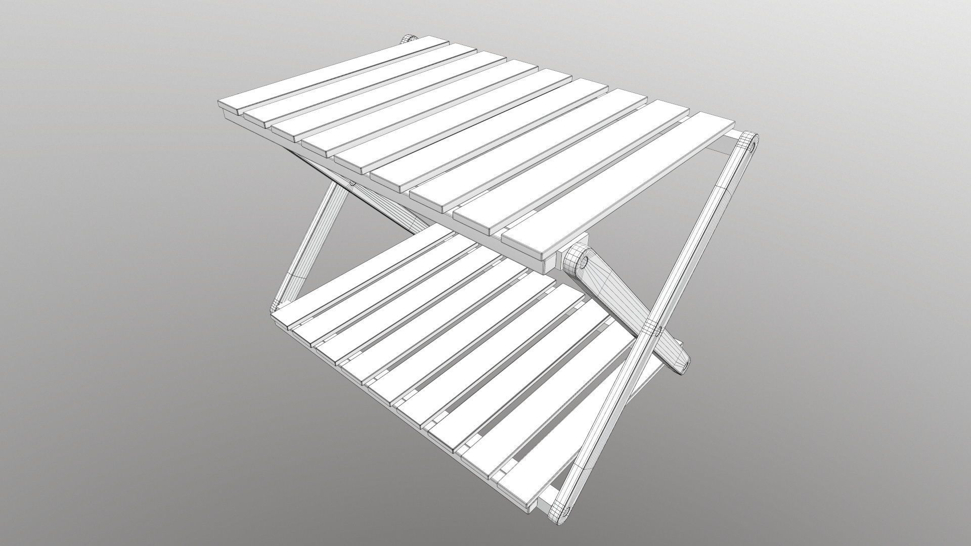 Foldable Wooden Rack Low-poly 3D model_17