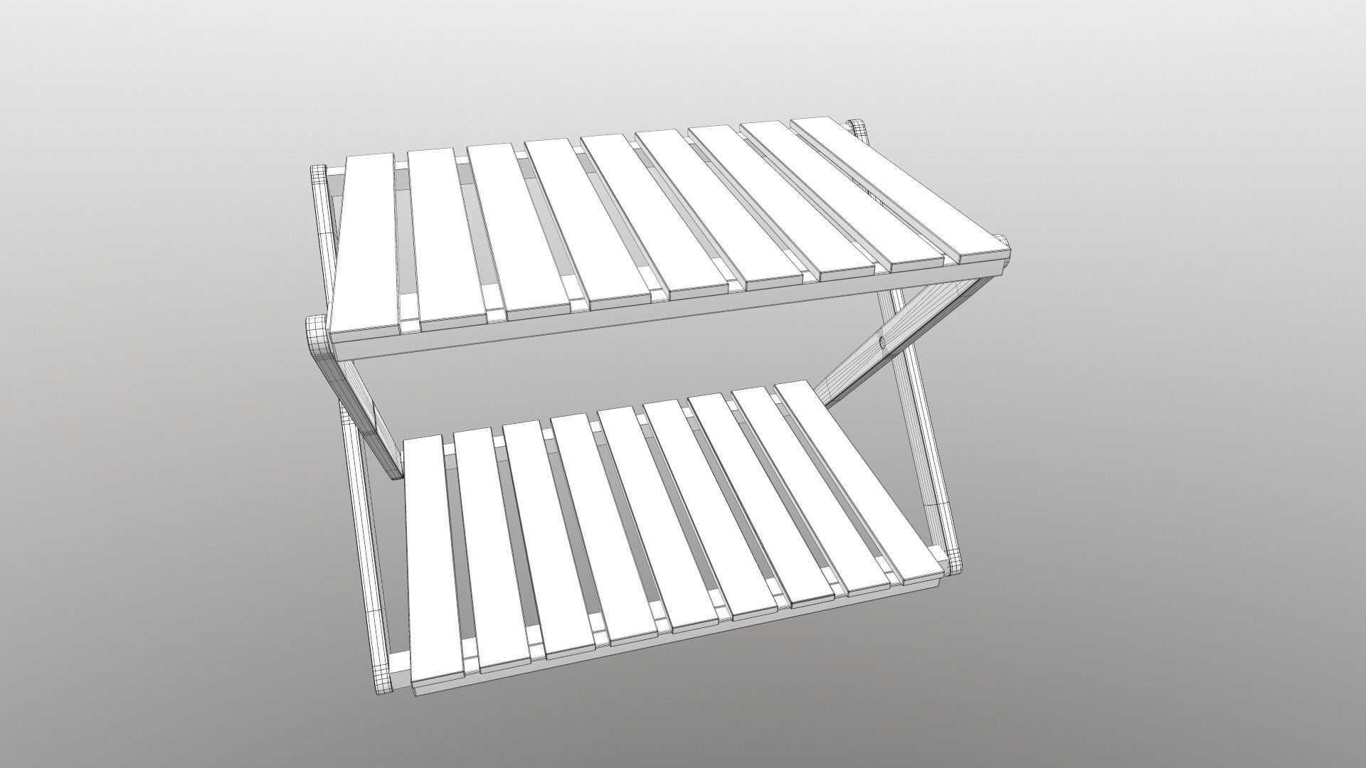 Foldable Wooden Rack Low-poly 3D model_12