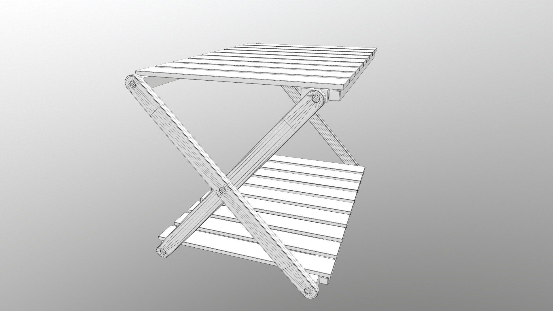 Foldable Wooden Rack Low-poly 3D model_13