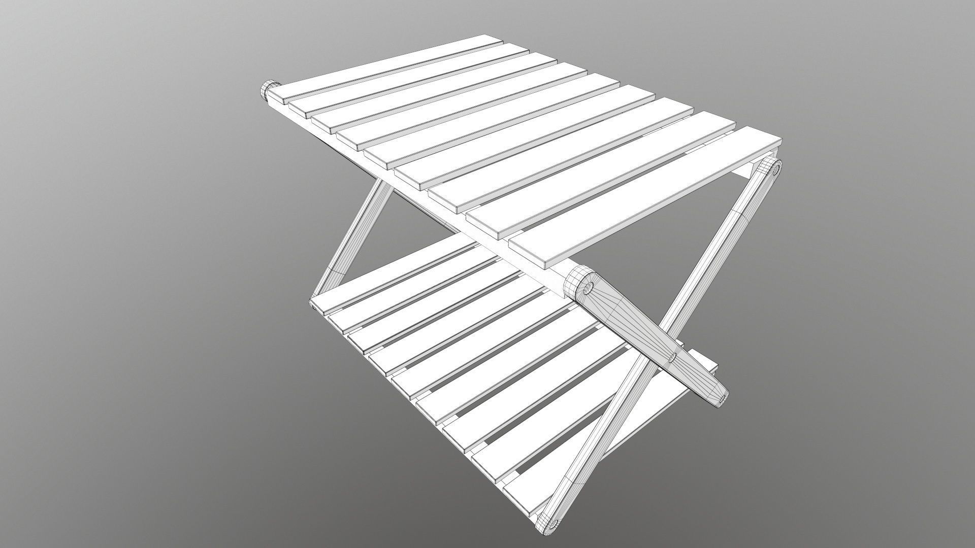 Foldable Wooden Rack Low-poly 3D model_14