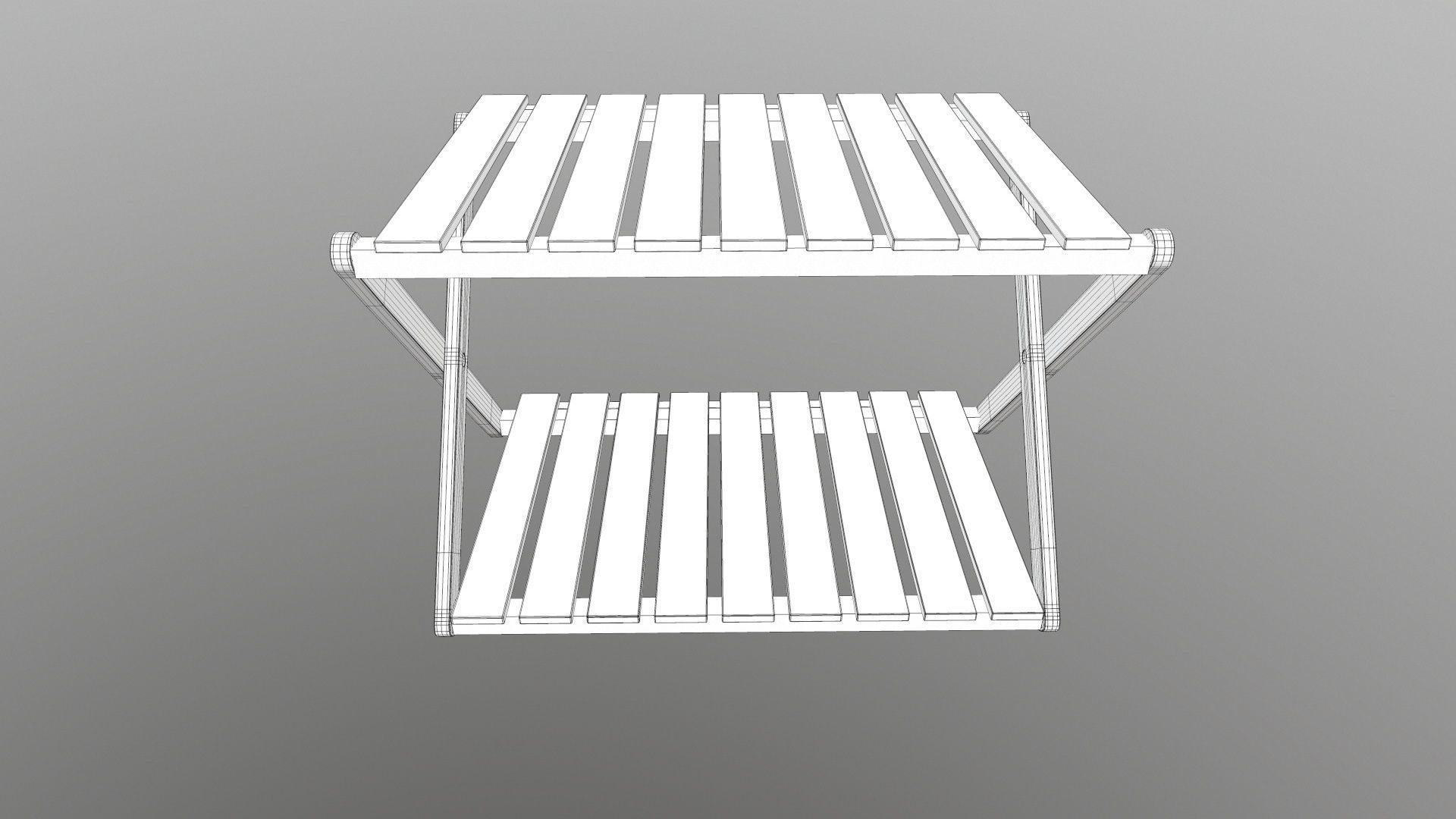 Foldable Wooden Rack Low-poly 3D model_15