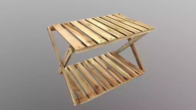 Foldable Wooden Rack Low-poly 3D model