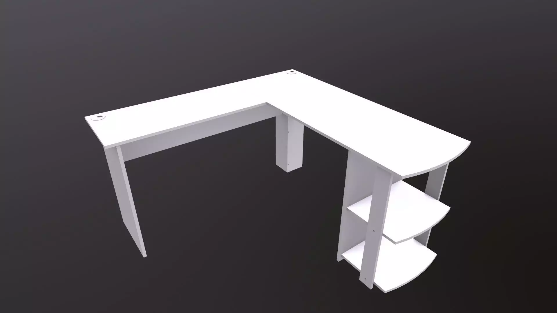 L shape Straight computer desk 3D model_0