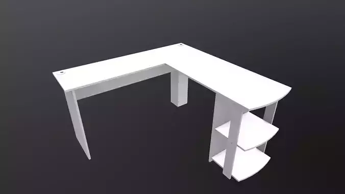 L shape Straight computer desk 3D model