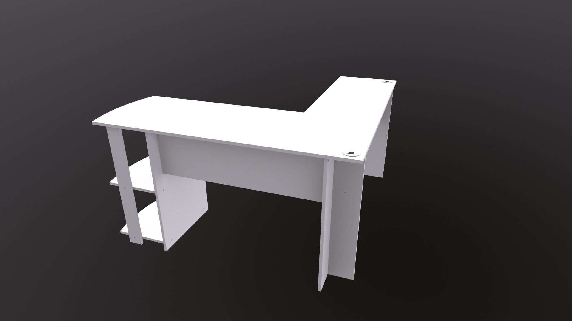 L shape Straight computer desk 3D model_5