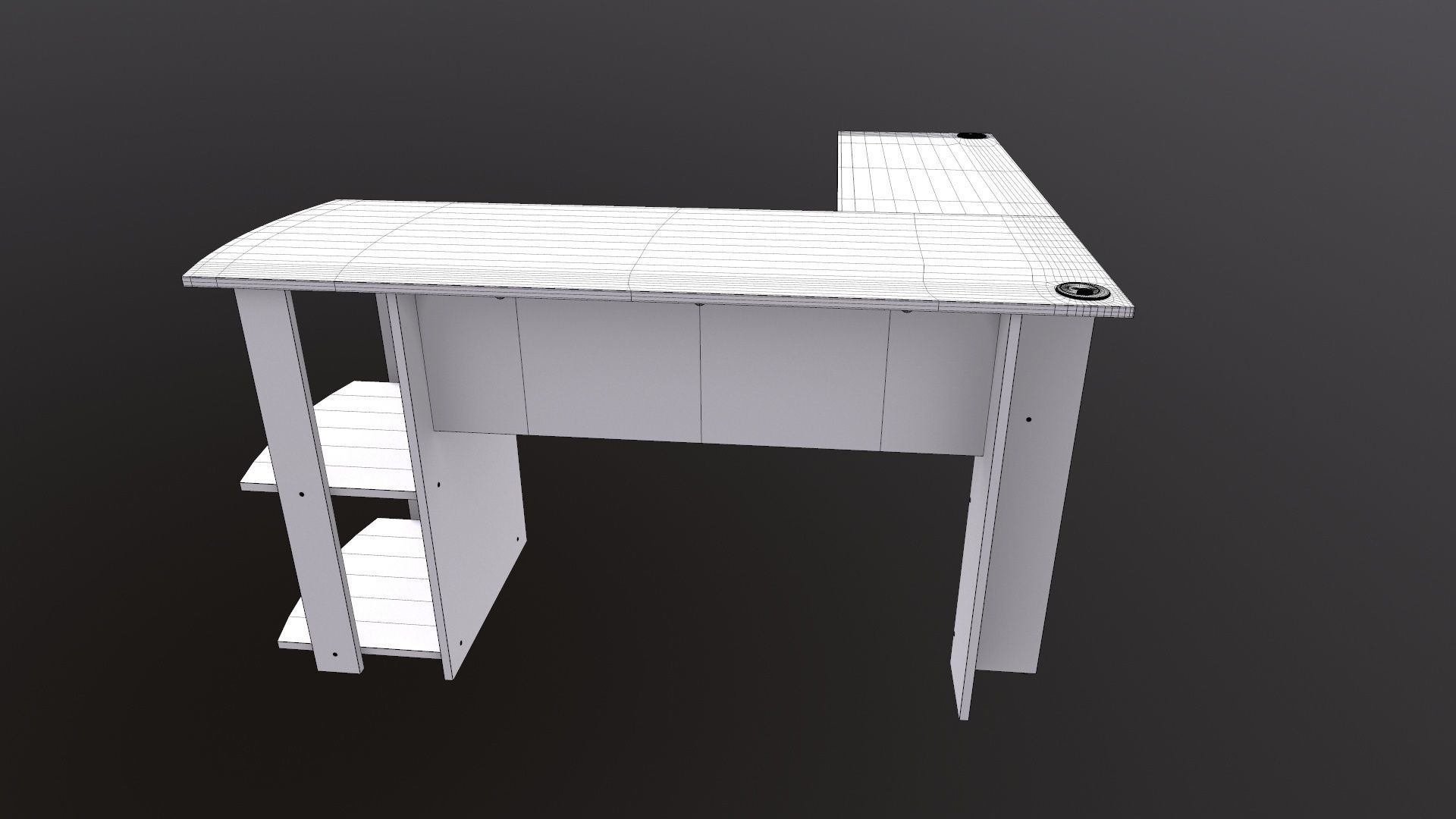 L shape Straight computer desk 3D model_18