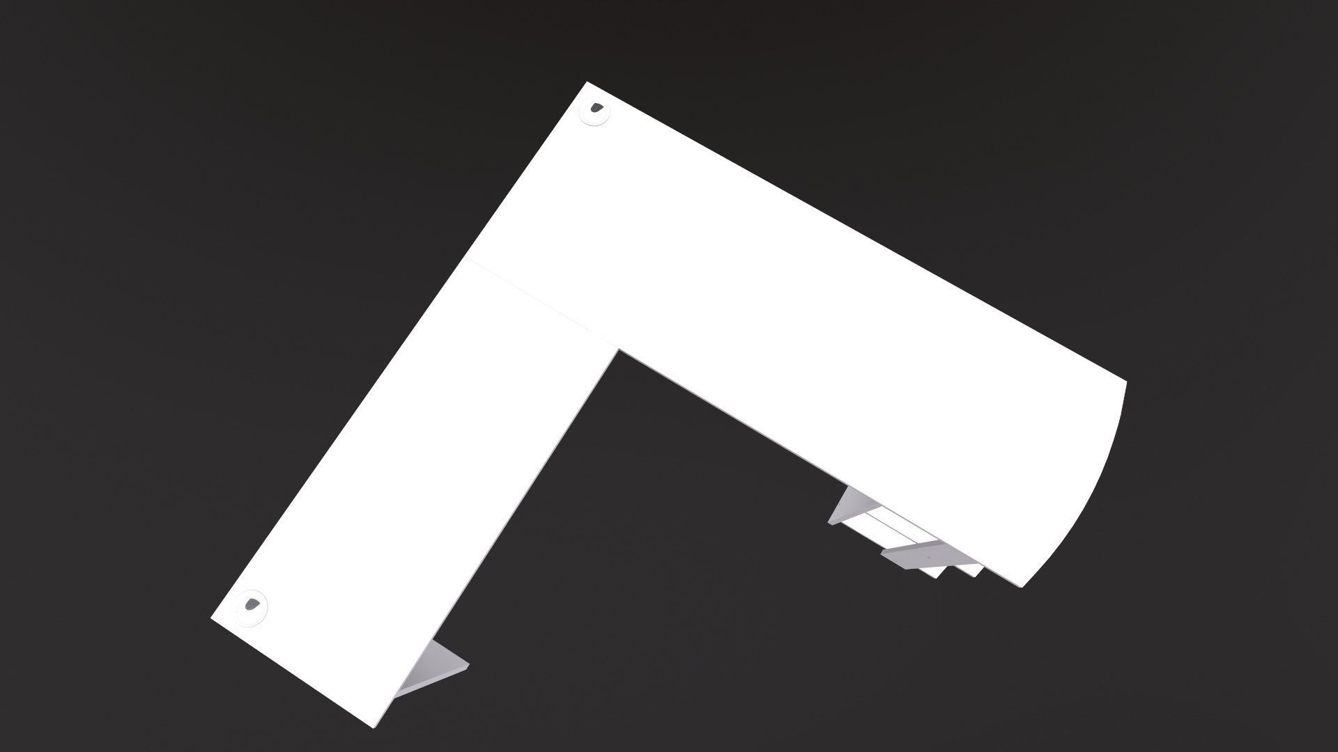 L shape Straight computer desk 3D model_16