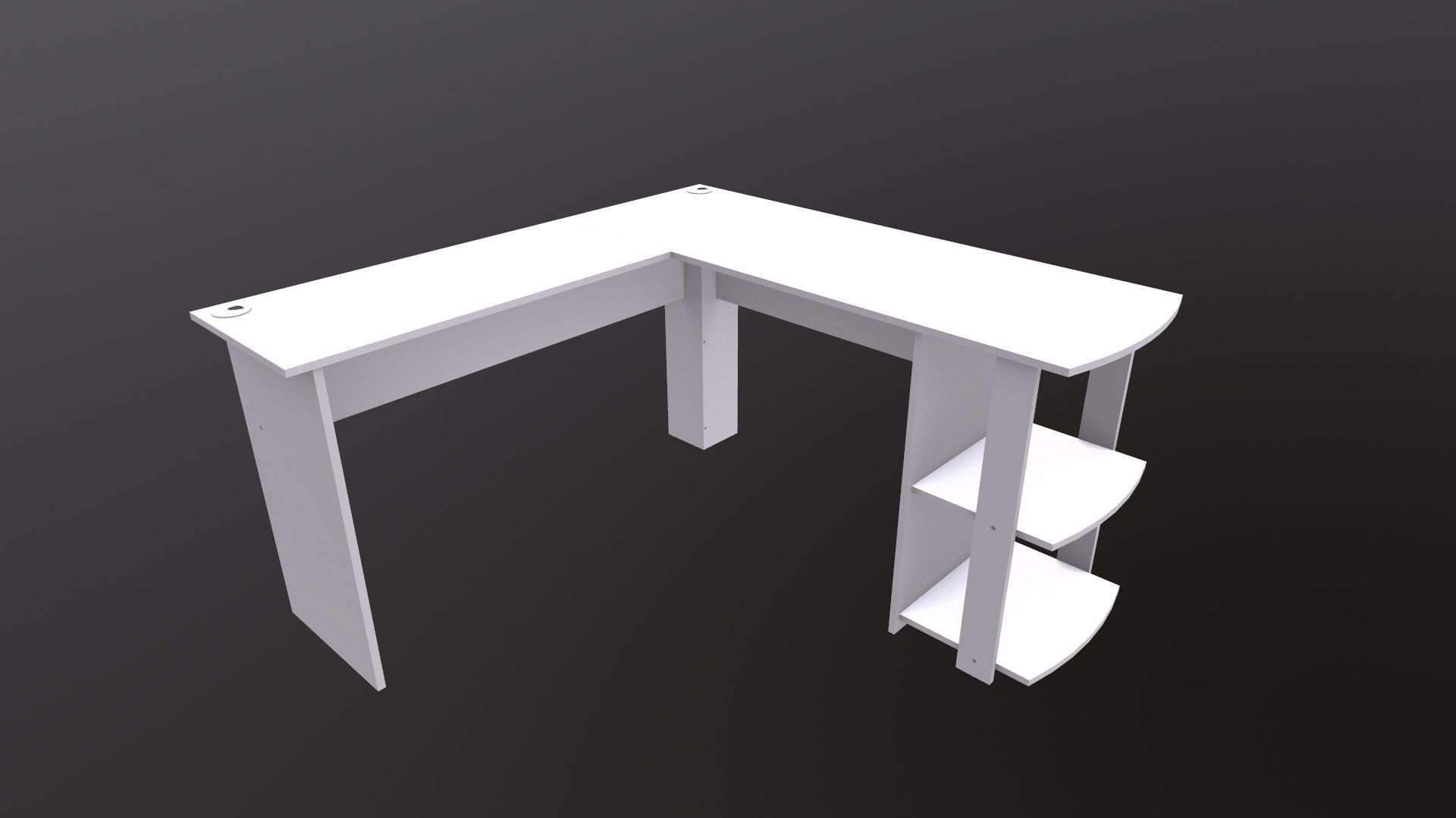 L shape Straight computer desk 3D model_7