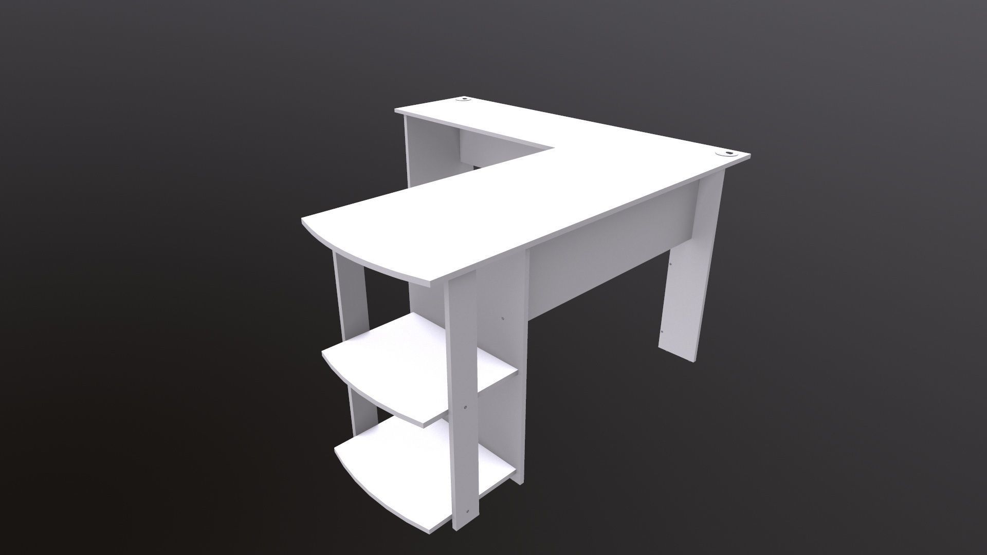 L shape Straight computer desk 3D model_6