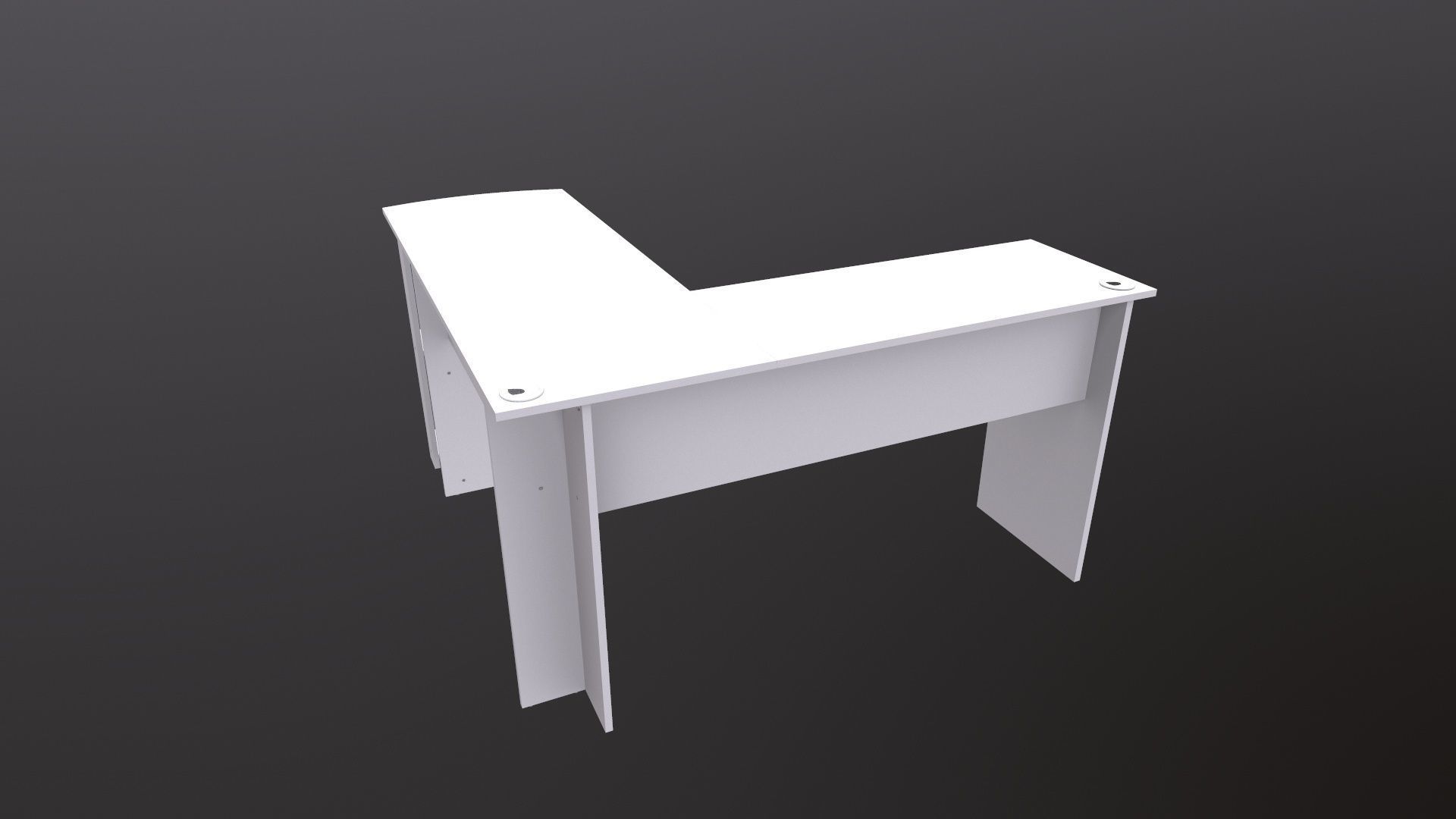 L shape Straight computer desk 3D model_4