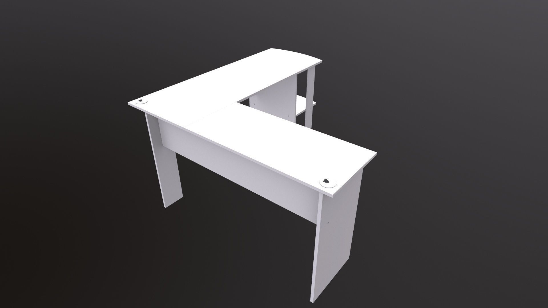 L shape Straight computer desk 3D model_3