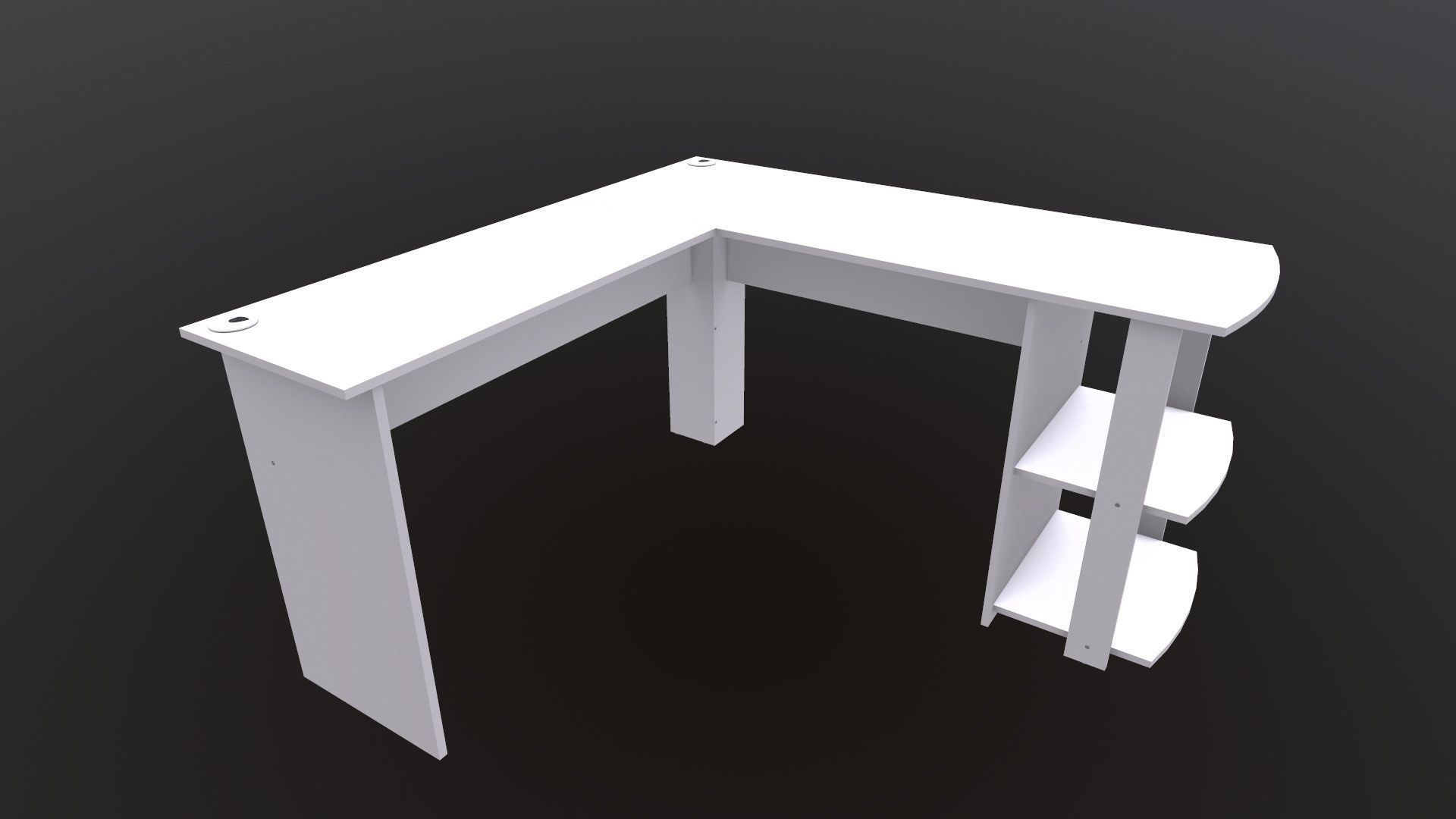 L shape Straight computer desk 3D model_13