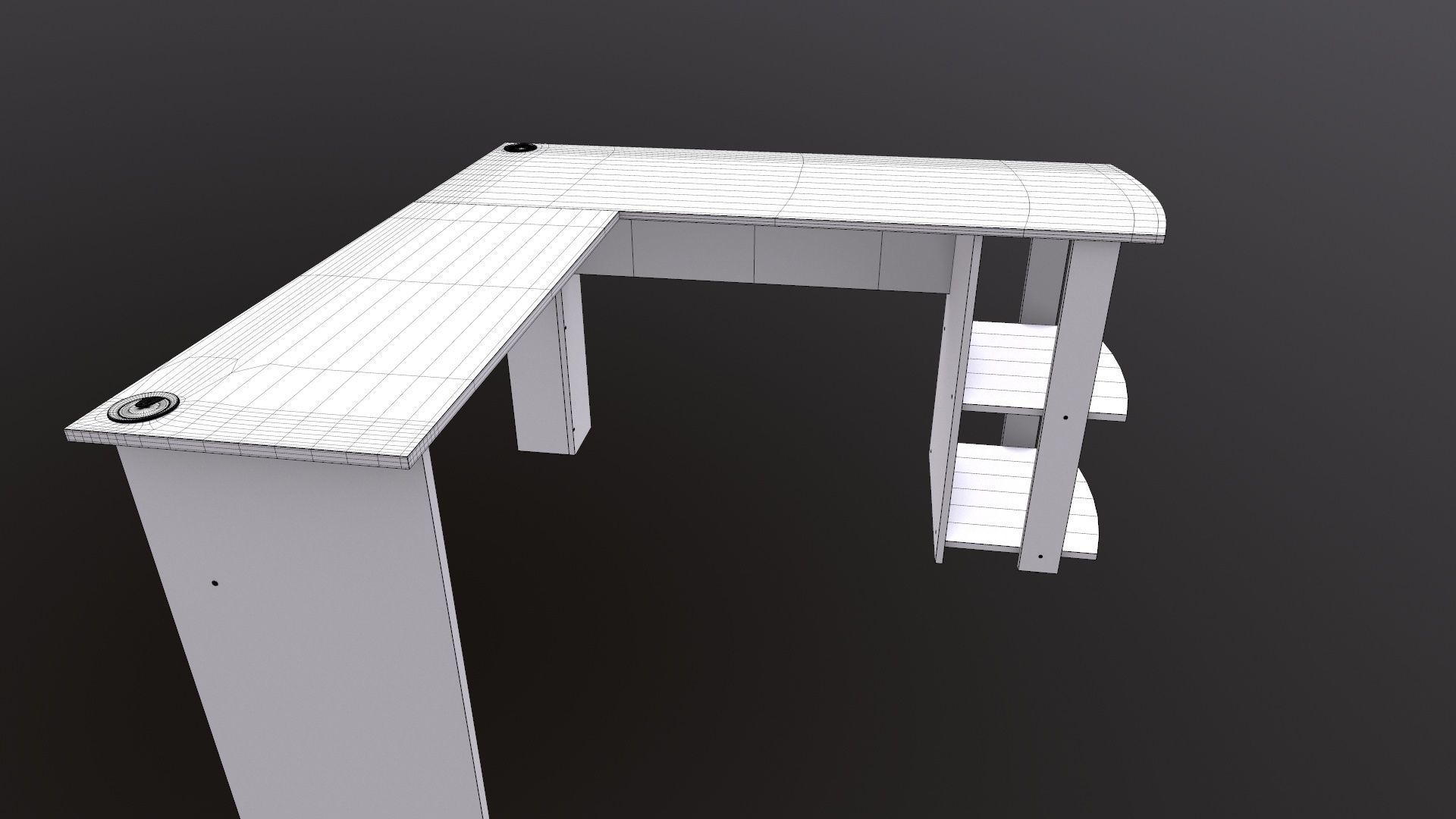 L shape Straight computer desk 3D model_20