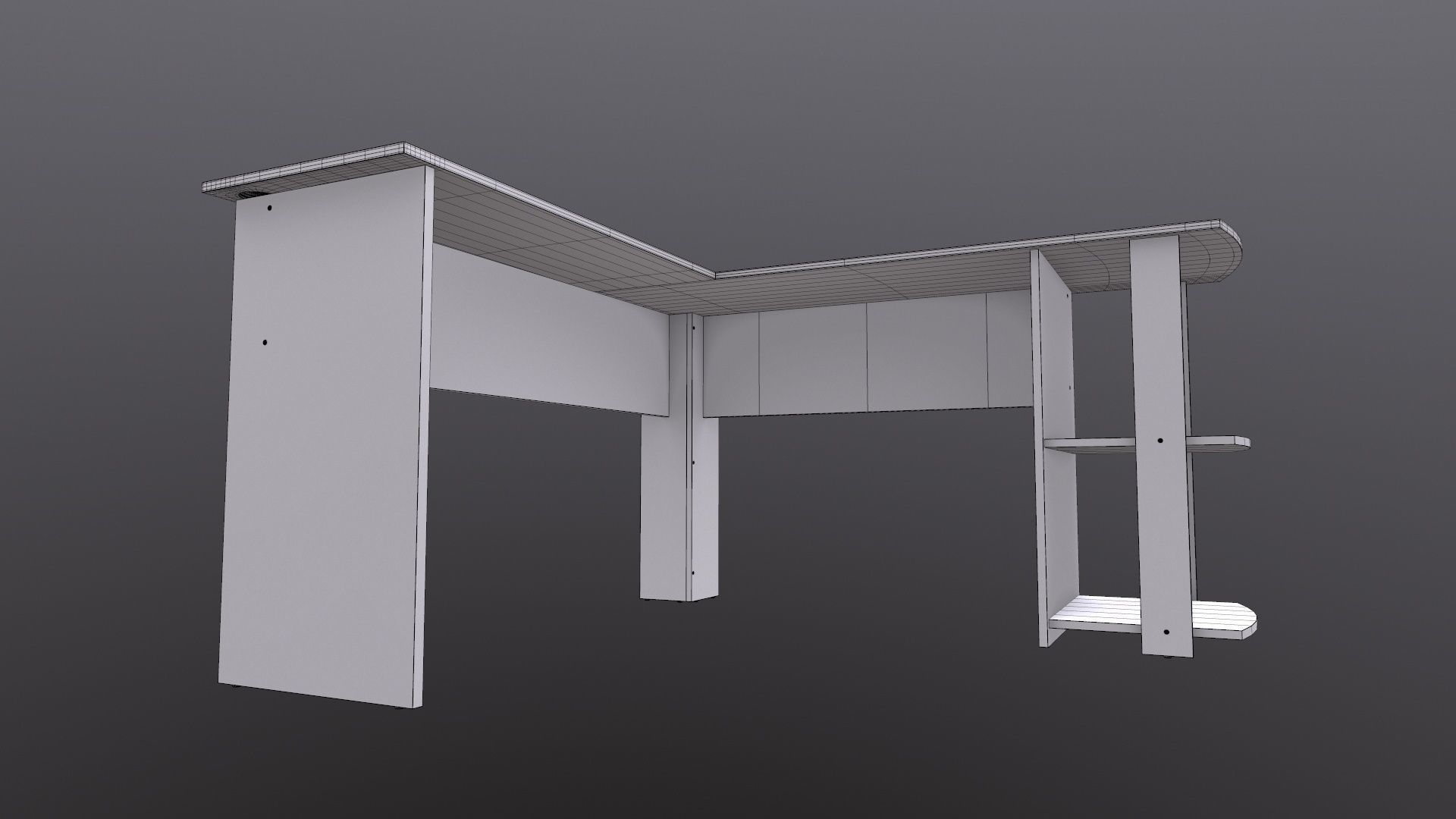 L shape Straight computer desk 3D model_21