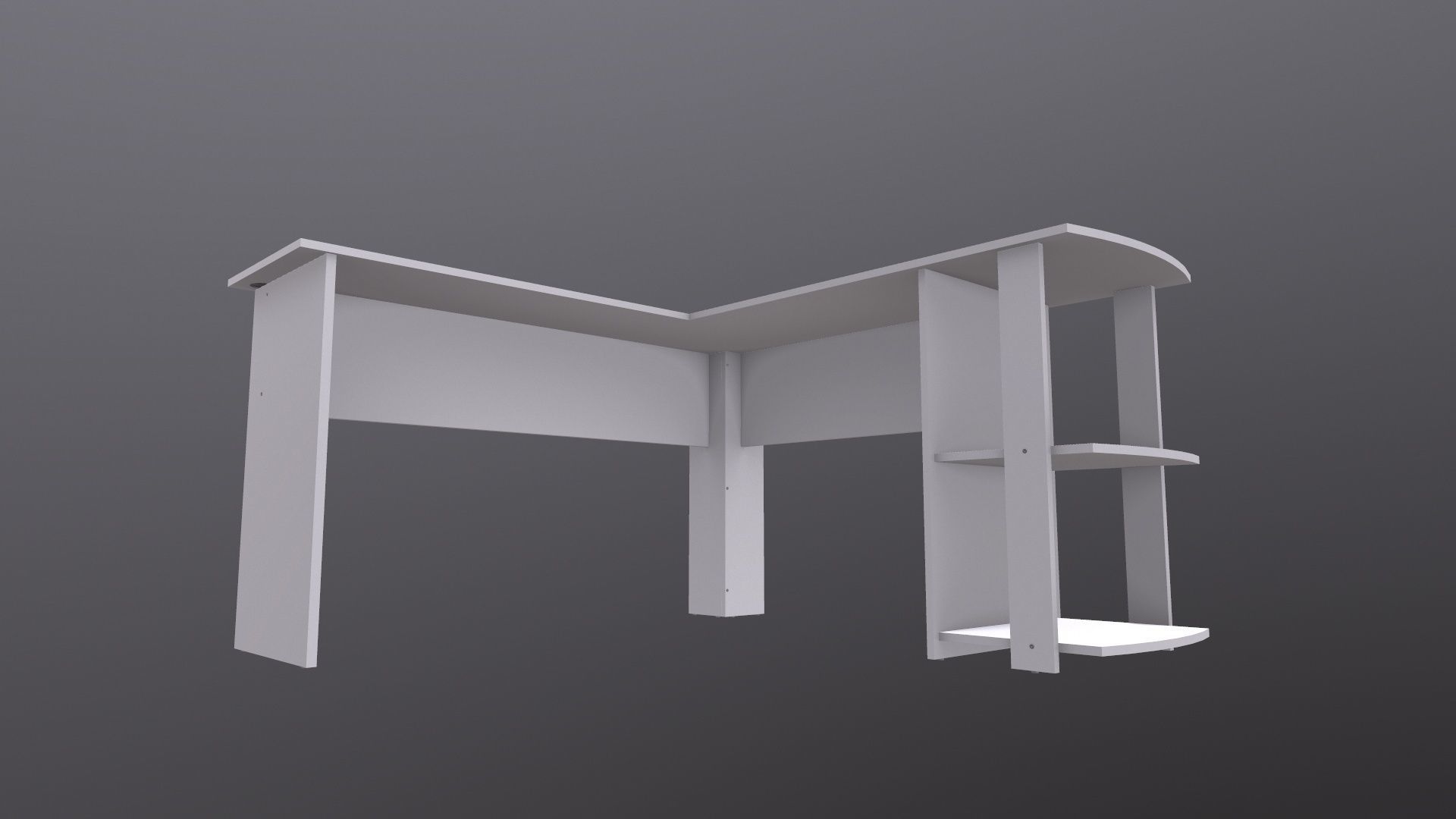 L shape Straight computer desk 3D model_8